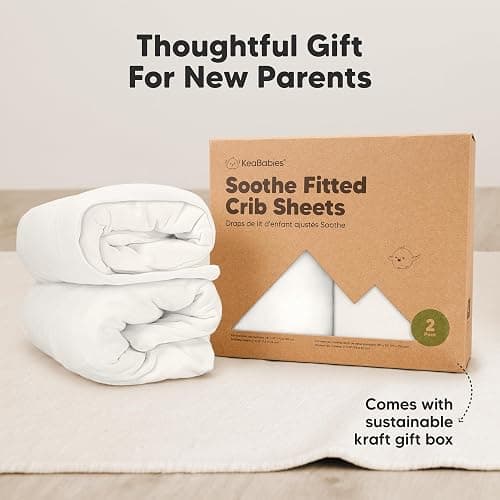 KeaBabies 2-Pack Organic Crib Sheets for Boys, Girls - 52x28 Fitted Crib Mattress Sheet Neutral, Breathable Jersey Cotton Cover for Baby Bed, Toddler Mattress, Soft & Cute Prints (Soft White) thumbnail 9