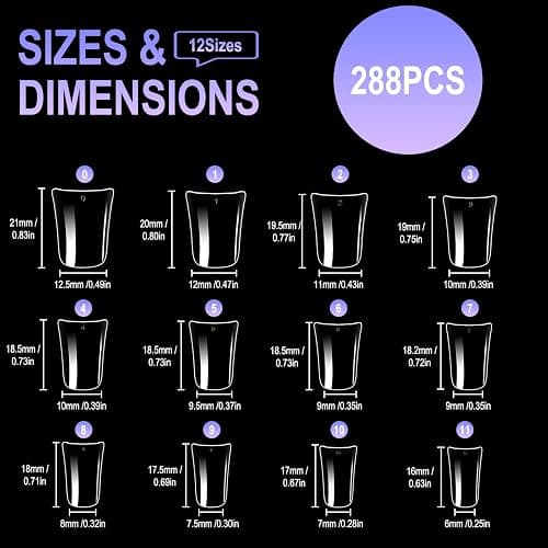 Allstarry Duck Nail Tips, 288pcs Short Curved Nail Tips Full Cover 12 Sizes Clear Duck Nails Press on Crystal Ducks Feet False Nails Extension French Soft Gel Fan Tips for Y2K Salon DIY - 22MM thumbnail 2