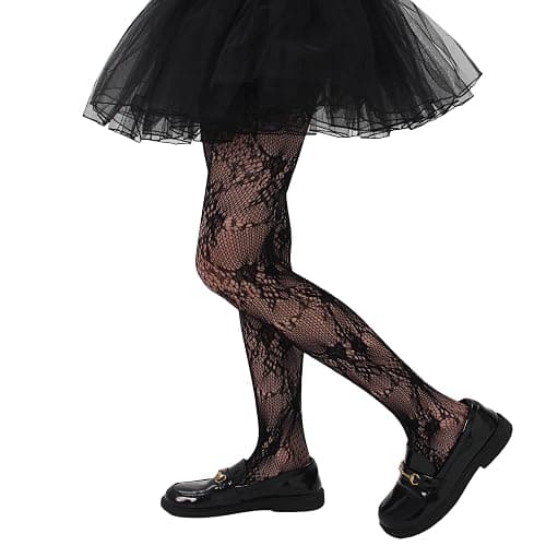 GUXIMIAR Girls Lace Fishnet Tights Toddler Sheer Patterned Stockings Halloween Tights Hollow Dance Pantyhose for Kids thumbnail 4