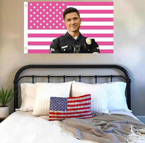 MAGJIUKE Tim Bradford American The Rookie Flag Wall Tapestry,Pink Eric Winter Wall Hanging Decor for Bedroom,3x5 Ft thumbnail 6