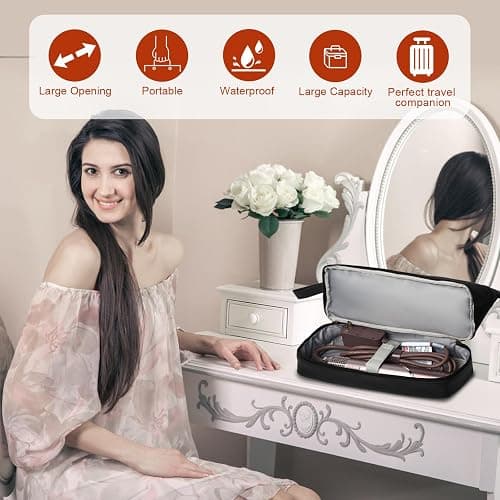 GENCAM Flexfusion Carrying Case for Shark, Travel Case for Shark Glam Ceramic/FlexFusion Hair Straightener, Travel Bag for Shark Flexfusion Air Ceramic HD641S/HD642S /HD6052S(Black) thumbnail 7