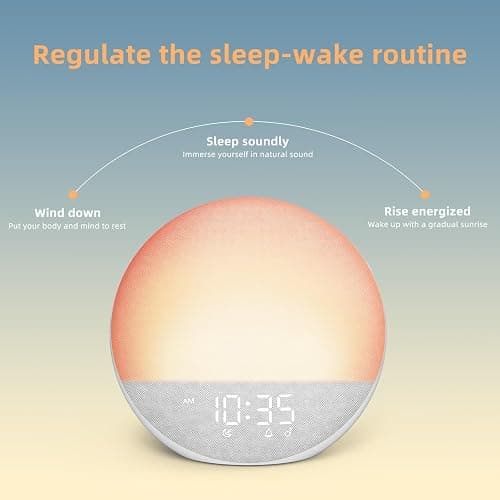 Sunrise Alarm Clock White Noise Machine: Natural Wake Up Light - Dimmable Clock with Bluetooth Speaker for Bedroom - 25 Sleep Sounds for Baby Adults Kids Frost White thumbnail 5