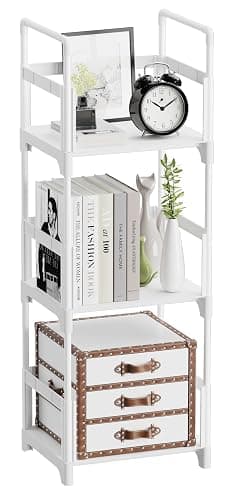 FIDUCIAL HOME 3 Tiers Small Bookshelf Book Shelf White Kids Bookcase Mini Short Book Rack Storage Organizer Easy Assemble, Sturdy - Image 1