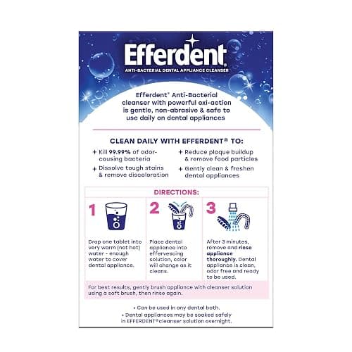 Efferdent Denture Cleaner Tablets – Dental Appliances, Aligners, Mouth Guard, and Retainer Cleaner Tablets, Complete Clean, 126 Count thumbnail 6