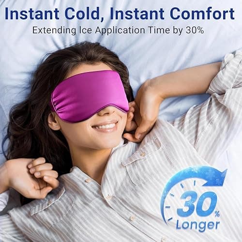 Cooling Eye Mask for Puffy Eyes: Fsa Eligible ltems Hsa, Migraines Headache Fast Relief After Surgery Care Cold Compress, Reusable Face Ice Pack Gel for Dark Circles, Gentle Weighted Sleep Mask Purple thumbnail 3