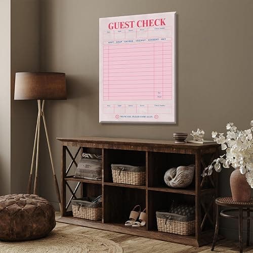 Pink Blank Guest Check Poster Trendy Retro Art Print Vintage Style Wall Art Aesthetic Preppy Art Canvas Posters for College dorm Apartment Decor 12x18inch Unframed thumbnail 6