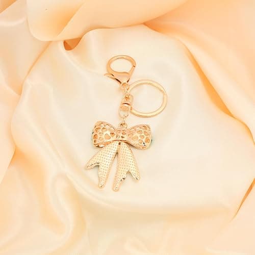 Vancy Utopia Sparkly Gold Plated Color Rhinestone Bow Keychains for Women,Charms for Key Purse Handbags Backpacks thumbnail 5