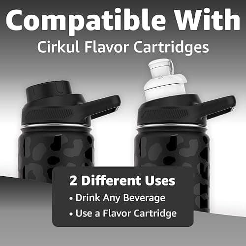 Chill Oasis Water Bottle | Compatible With Popular Flavor Cartridges | BPA Free, Leak Proof, Double-Walled Vacuum Insulated Stainless Steel, and Dishwasher Safe | Cold for 24 Hours (Leopard, 32oz) thumbnail 2
