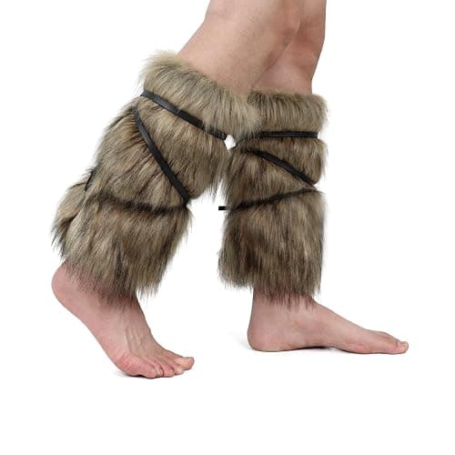 Adolala Faux Fur Furry Arm Cuffs and Leg Warmers Covers Set for Halloween Cosplay Costumes Accessory thumbnail 4