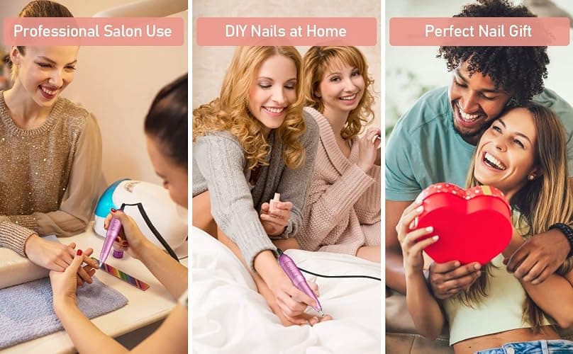 Portable Electric Nail Drill File Machine with Acrylic Nail Kit Set Professional 20000rpm Manicure Pedicure with Sanding Bands Brush for Nail Art Gel Nail Polish Tips Clippers thumbnail 6