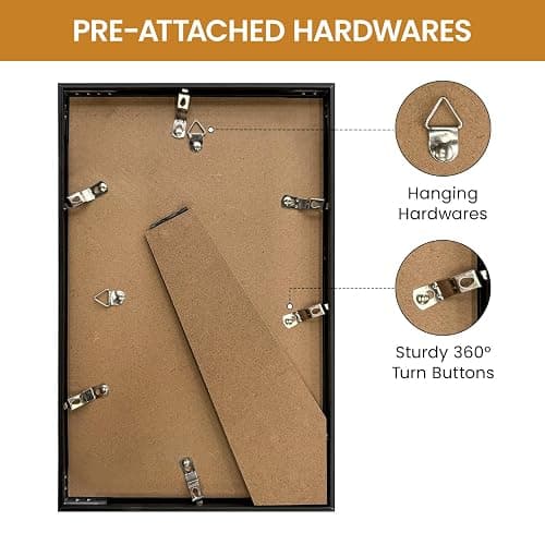 Natural Homi 4x11 Aluminum Metal Picture Frame,Tempered Glass Gold Photo Frame 4x11 for Family Photo,Posters,Art,Document to Wall Mount Horizontally or Vertically thumbnail 6