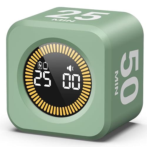 KADAMS Pomodoro Cube Timer Productivity Visual Timer - 5/10/25/50 Min Rotating Countdown (1, Green) - Image 1