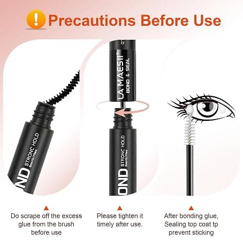LA MAESII Lash Cluster Glue,Lash Bond and Seal Waterproof,Bond & Seal Lash Glue for Eyelash Cluster,Black Long-Lasting 72H Latex Free（10ml） thumbnail 5