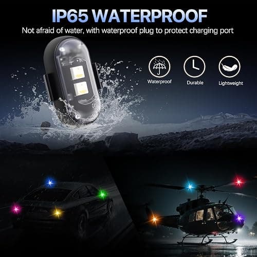 6PCS Wireless LED Lights for Car with Remote Control, High Brightness Wireless LED Strobe Light 8 Colors USB Charge IP65 Waterproof Anti-Collision for Car Motorcycle Aircraft Bike (6) thumbnail 4