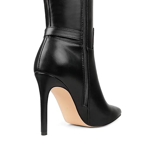 COLETER Women's Knee High Boots Pointed Toe Stiletto Buckle Dress Boots Slouch Zipper Heeled Boots thumbnail 7
