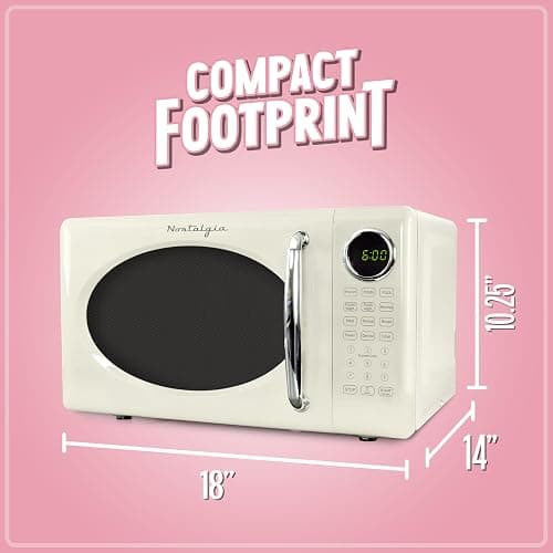Nostalgia Retro 700W Microwave Oven 0.7 Cu Ft Capacity – Child Safety Lock, 8 Auto-Cook Settings – Countertop Kitchen Appliance – Ivory thumbnail 3