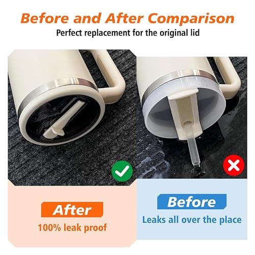 BLACKYEW 40 oz Tumbler Flip Straw Lid for Stanley Cup Accessories, 2 Pack Leak Proof Stanley Lid Replacement 40 oz for Stanley Quencher thumbnail 3