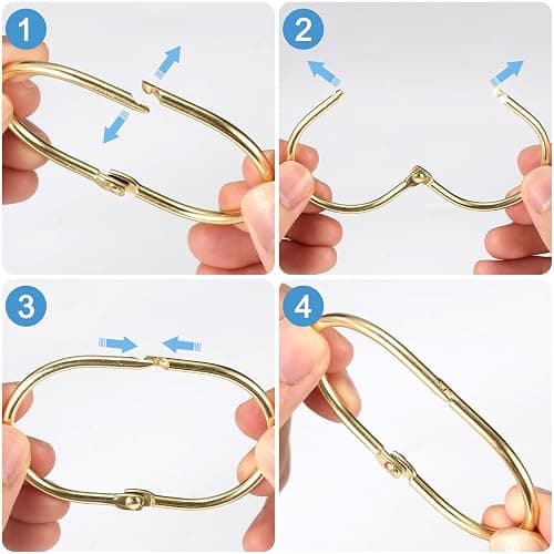 Goowin Shower Curtain Rings, 12 Pcs Shower Curtain Hooks, Oval Snap Shower Rings for Curtain, Metal Gold Shower Curtain Rings Rust Proof, Glide Smoothly Shower Hooks for Shower Curtain Rod (Gold) thumbnail 7
