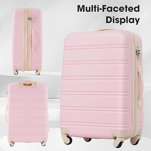 Merax Luggage Sets of 3 Piece Carry on Suitcase Airline Approved,Hard Case Expandable Spinner Wheels(White Pink) thumbnail 8