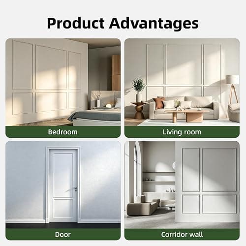JSIWOTH Peel and Stick Wall Molding Kit, Wainscoting Panels 24 PCS | 6 frame premade panels, self adhesive wall trim, paintable molding, accent wall decor for living room bedroom hallway thumbnail 7