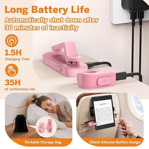 Page Turner Ring for Kindle,Remote Control for iPhone iPad Android Tablets E-Readers,Clicker Page Turner for Kindle Accessories for Camera Video Record&Shutter Selfie (Pink) thumbnail 6