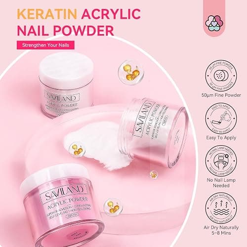 SAVILAND Acrylic Nail Kit with Drill: Professional Acrylic Nail Set for Beginners with Everything U V Light 3 Colors Gel Polish Decorations Nails Tools for Home Salon Use Christmas Gift Set thumbnail 3