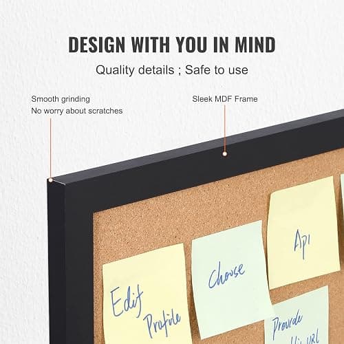 VEVOR Cork Board for Office, 36" x 24" Bulletin Board for Wall, Vision Board Push Pin Board with Framed for Office Home and School thumbnail 6