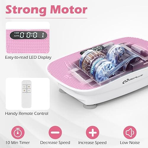 Goplus Vibration Plate Exercise Machine, Vibrating Platform for Lymphatic Drainage, Weight Loss, Home Fitness Workout Stand Full-Body Shaker Power with 10 Speed, Remote for Women Men thumbnail 2
