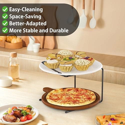DIYIIRON Black Metal Pizza Tray Display Serving Stands | 6 Pack pizza rack holders, ideal for home, restaurant and canteen party food display thumbnail 5