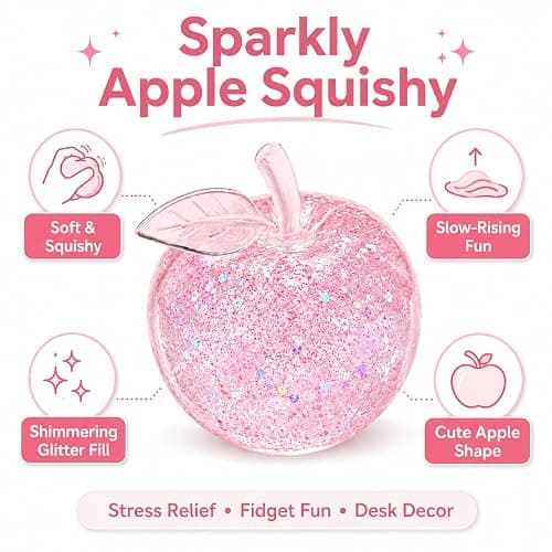 Apple Squishy, Slow Rising Squishy Apple Toy, Realistic Sensory Fidget | Fruit Squishy Squeeze Toy for Adults, Stress Relief, Sensory Play, Realistic Pink Apple Design for Office Desks, Party Gifts thumbnail 2