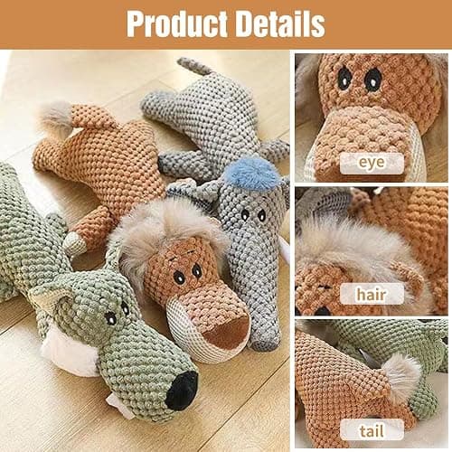 ROWPOZ Dog Plush Toys for Aggressive Chewers, 2026 New Indestructible Dog Squeaky Toys Dogs Puppy Chew Toys, Durable Chew Toys Dogs Plush Toy to Keep Them Busy (Yellow Lion) thumbnail 2