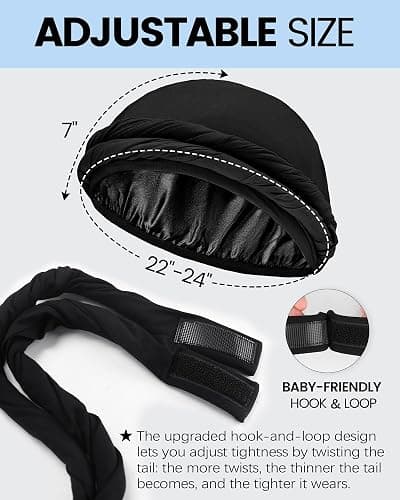 Ababalaya Upgraded Satin Lined Halo Turban Durag for Men &Women Sleeping Bonnet PRE-Tied Headwraps for Hair Loss thumbnail 3