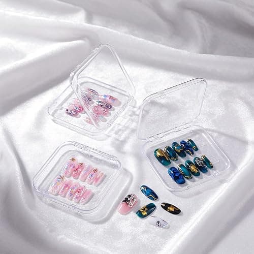 12 Pcs Press on Nail Storage Box with 60 Pcs Double Sided Adhesive Tapes, Nail Packaging Boxes Fake Nail Display Case Crystal Clear Nail Storage Box with Gift Box for Nail Art Business Nail Salon thumbnail 7