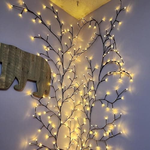 Enchanted Willow Vine Lights with Remote, Christmas Swags Decorations Indoor Room Decor, 18 Branches 144 LEDs Lighted Willow Vine Lights for Walls Bedroom Home Decor thumbnail 3