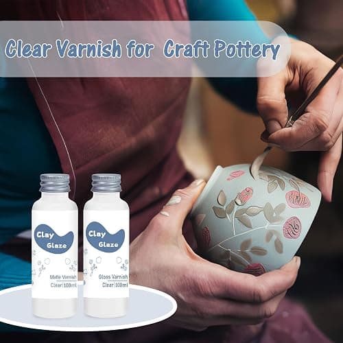 WAN2TLK Air Dry Clay Glaze 100ml, Clay Varnish for Air Drying Clay, Clear Acrylic Varnish for Craft Pottery Waterproof & Gloss Finish thumbnail 6