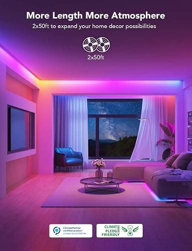 Govee 100ft RGBIC LED Strip Lights, Smart LED Lights Work with Alexa and Google Assistant, LED Lights for Bedroom WiFi App Control Segmented DIY Multiple Colors, Color Changing Light, (2 x 50ft) thumbnail 2