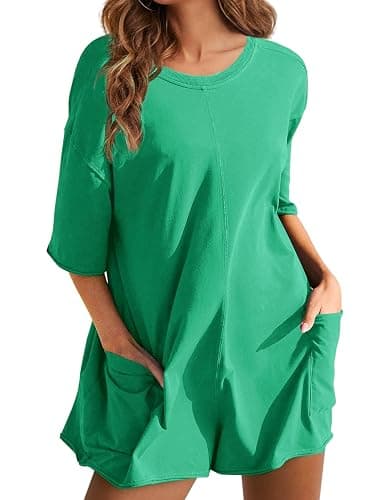 TAQCUX Rompers for Women Athletic Workout Hot Shot Tee Romper Casual Oversized Jumpsuits Overalls thumbnail 3