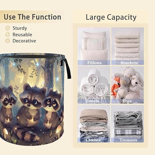 Vintage Mushroom Laundry Basket Hamper for Boys Girls Kids Adults, Foldable Waterproof Oxford Clothes Storage Bin, Nature Organizer for Bedroom Bathroom Room Decor 19.7"x15.8" thumbnail 4