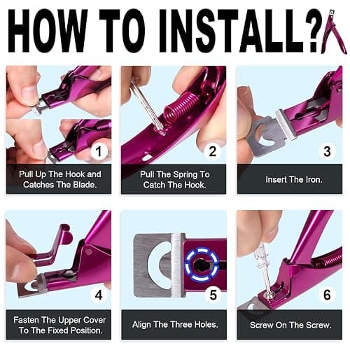 Violet Red Premium Adjustable Nail Clippers with Magnets Sizers for Acrylic Nails, Stainless Steel Nail Cutter Trimmer for Artificial Fake False Tips Manicure Sharp Blade Clip Tool for Salon Beauty thumbnail 7