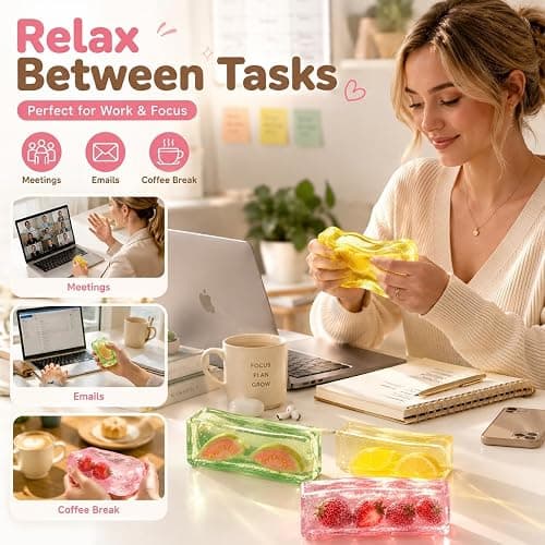 Coconut Oil Strawberry Squishy, Transparent Cute Jelly Squishies, Zero Bounce Back Realistic Sensory Squeeze, Soft Squishy Stress Relief Desk Birthday Gift for Adults thumbnail 7