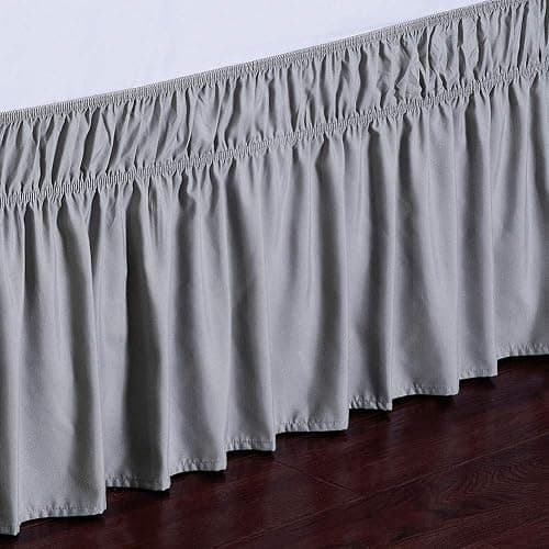 MEILA Wrap Around Bed Skirt Three Fabric Sides Elastic Dust Ruffled 16 Inch Tailored Drop,Easy to Install Fade Resistant-Grey, Twin/Full thumbnail 4