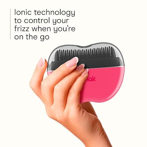 Conair 5-Minute Fix Touch-up Tool Straightening Brush, Rechargeable, Pink | Cordless, on-the-go design to smooth and refresh styled looks, ionic smoothing for frizz control, adjustable heat thumbnail 3