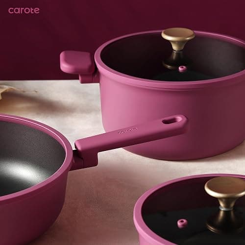 CAROTE Non Stick Pots and Pans Set, Cookware Sets Nonstick, Kitchen Cooking Set with Stay-Cool Handles,with Silicone Tools and Pot Protectors,17 Piece thumbnail 5