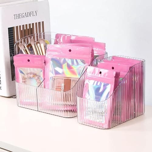 Motomy 100Pcs Pink Holographic Bags 3x4.7 Inch Resealable Mylar Packaging | Smell Proof Reusable Bag for Small Business Foil Zipper Pouches for Jewelry Candy Keychain Christmas Gift Bags Party Favors thumbnail 2