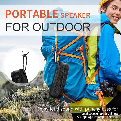 Wireless Portable Speaker,IPX7 Waterproof Bluetooth Speaker, 25W Loud Stereo Sound, Bassboom Technology, TWS Pairing, Built-in Mic, 16H Playtime with Lights for Home Outdoor - Black - Black thumbnail 5