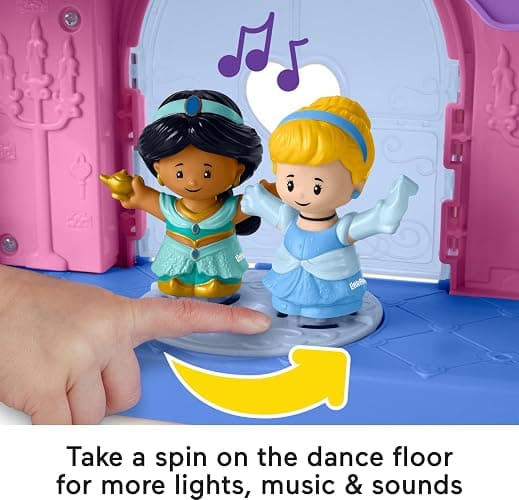Fisher-Price Little People Toddler Playset Disney Princess Magical Lights & Dancing Castle Musical Toy with 2 Figures for Ages 18+ Months thumbnail 4
