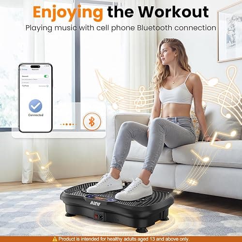 AXV Vibration Plate Fitness Platform Exercise Machine Vibrating Shaking Full Body Shaker Workout Vibrate Stand Shake Board Sport Gym for Weight Loss Fat Burner for Women Men thumbnail 3