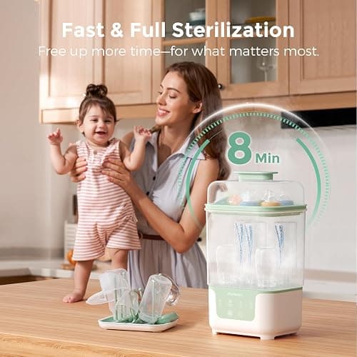 Momcozy Bottle Sterilizer and Dryer, Modular Nesting Space Saving Design, 6 Bottles Capacity, 4 in 1 Compact Sterilizer for Baby Bottles, Breast Pump Parts & Newborn Essentials, Drying Rack Included thumbnail 3