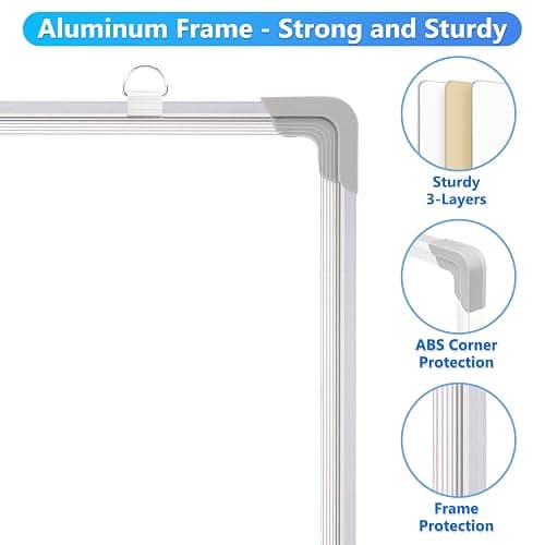 AMUSIGHT Double-Sided White Board, 16" x 12" Dry Erase Board Small Whiteboard for Wall Magnetic Hanging White Board Dry Erase for College Dorm Room, School, Home, Office thumbnail 4