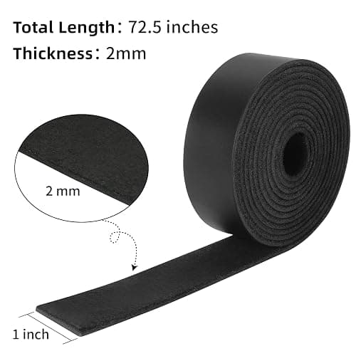 Ringsun 1 Inch Wide Flat Leather Straps for Crafts, Full Grain Leather Strips Cord String for Crafts, Tooling (2mm Thick 72.5 Inches Long Black) thumbnail 3